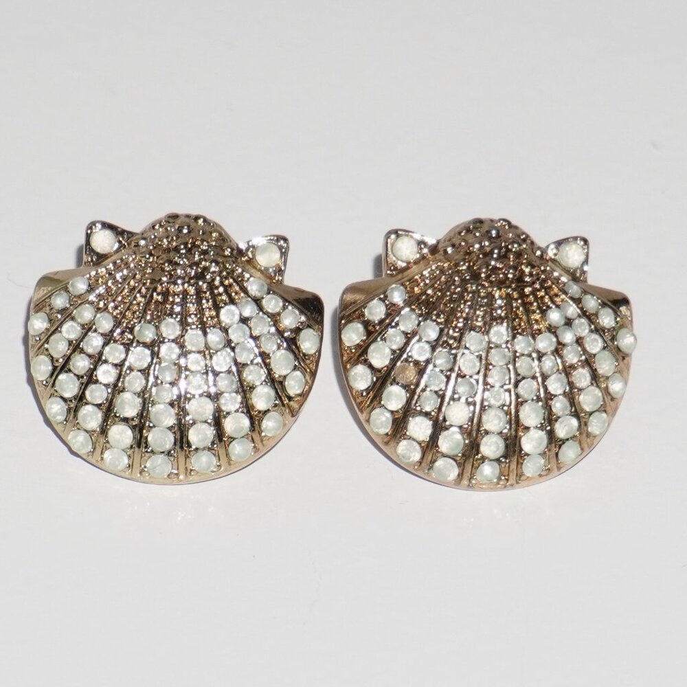 Vintage Scallop Shell Statement Earrings | 80s Nautical Glam